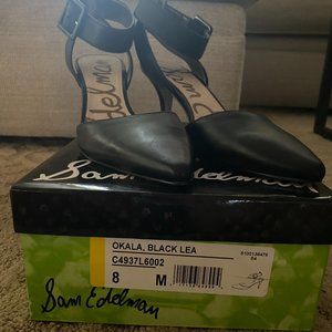 Sam Edelman Okala Black Leather Ankle Strap Size 8